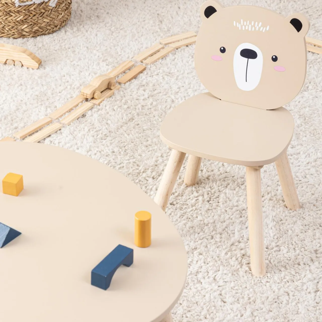 Atmosphera cru017dateur d'intu017drieur for kids Chaise enfant bois (H46 cm) Douceur Ourson Beige Outlet