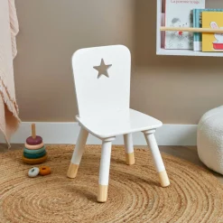 EMINZA Chaise enfant bois (H50 cm) Stars he Blanc