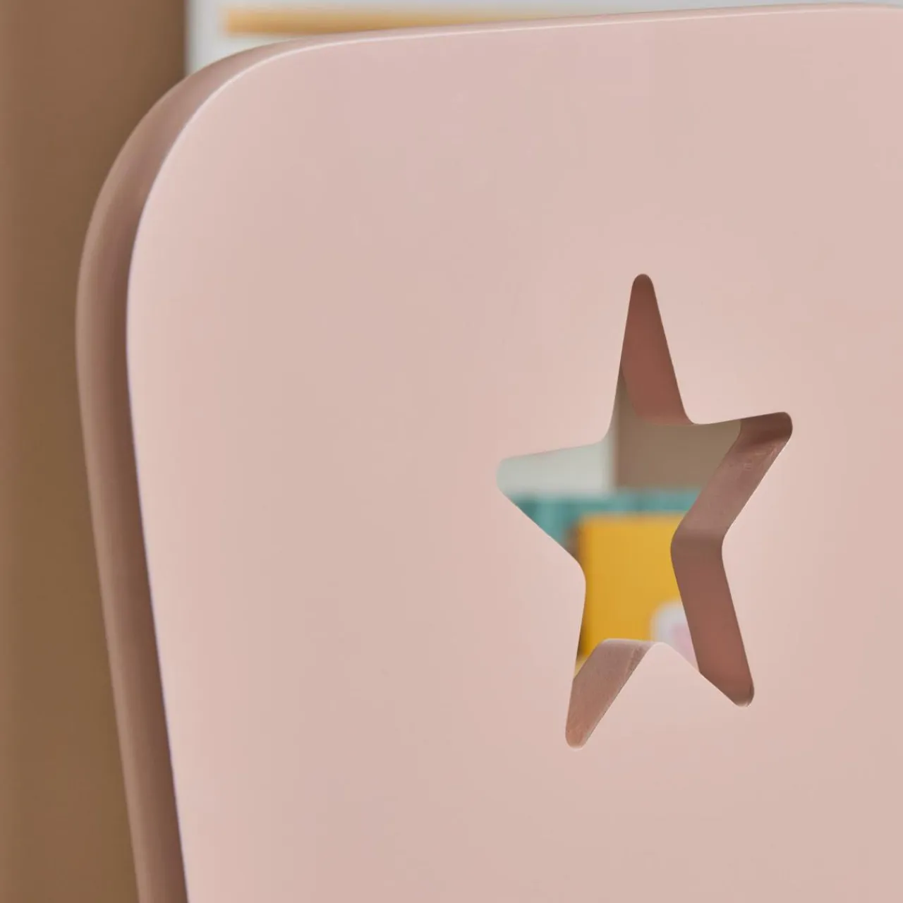 EMINZA Chaise enfant bois (H50 cm) Stars Rose Hot