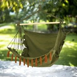 #N/A Chaise Hamac à suspendre à franges kaki Vert Best