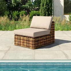 MOBELLIA Chauffeuse de jardin en rotin Surabaya Sepia et beige Marron Hot
