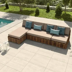 MOBELLIA Chauffeuse de jardin en rotin Surabaya Sepia et beige Marron Hot