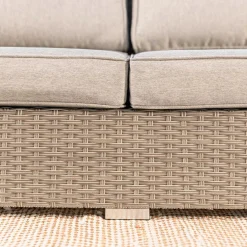 MOBELLIA Chauffeuse de jardin en résine tressée 2 places Palma Gris et taupe Tressé Blanc - Taupe Hot