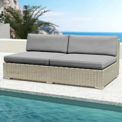 MOBELLIA Chauffeuse de jardin en résine tressée 2 places Palma Gris et anthracite Tressé Gris - Anthracite Hot