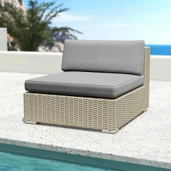 MOBELLIA Chauffeuse de jardin en résine tressée Palma Gris et anthracite Tressé Gris - Anthracite Best