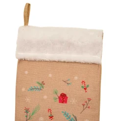 JJA Chaussette de Noël en jute (H45 cm) Lutin et Père Noël Multicolore Discount