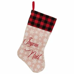 Feeric Lights & Christmas Chaussette de Noël (H45 cm) Joyeux Noël tartan Beige Clearance