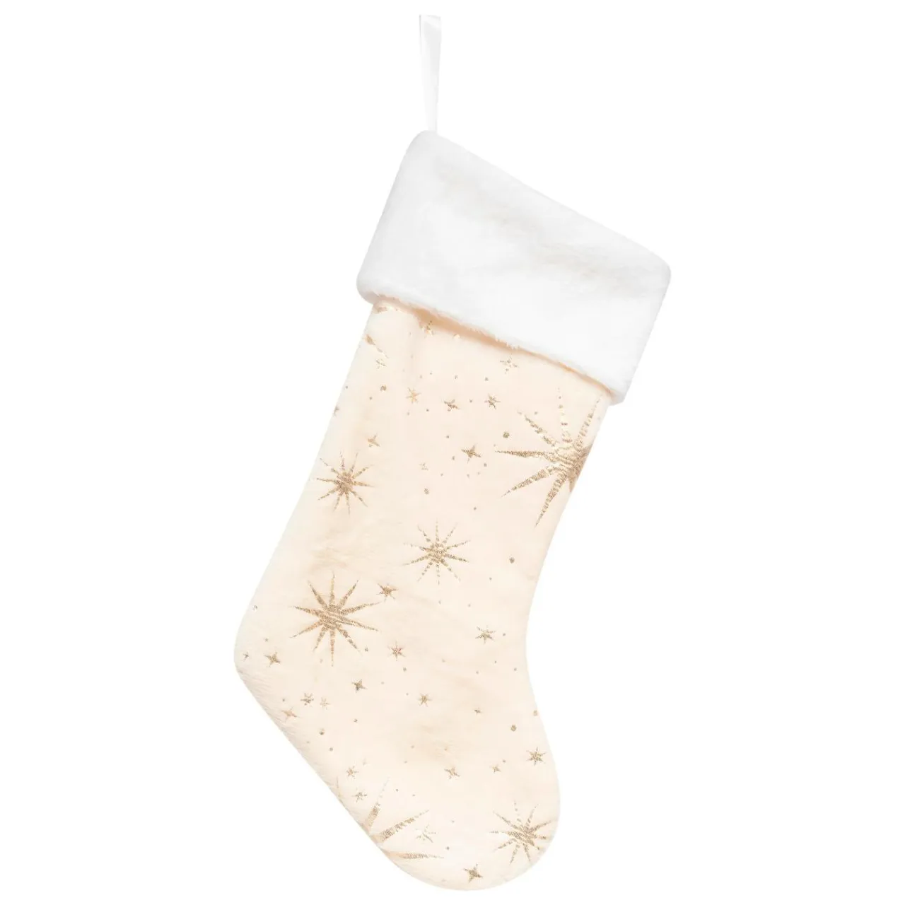 JJA Chaussette de Noël (H45 cm) Étoiles Célestes Dorées Blanc Outlet
