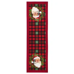 STOF Chemin de table en coton (150 x 45 cm) Père Noël Harold Bordeaux Outlet