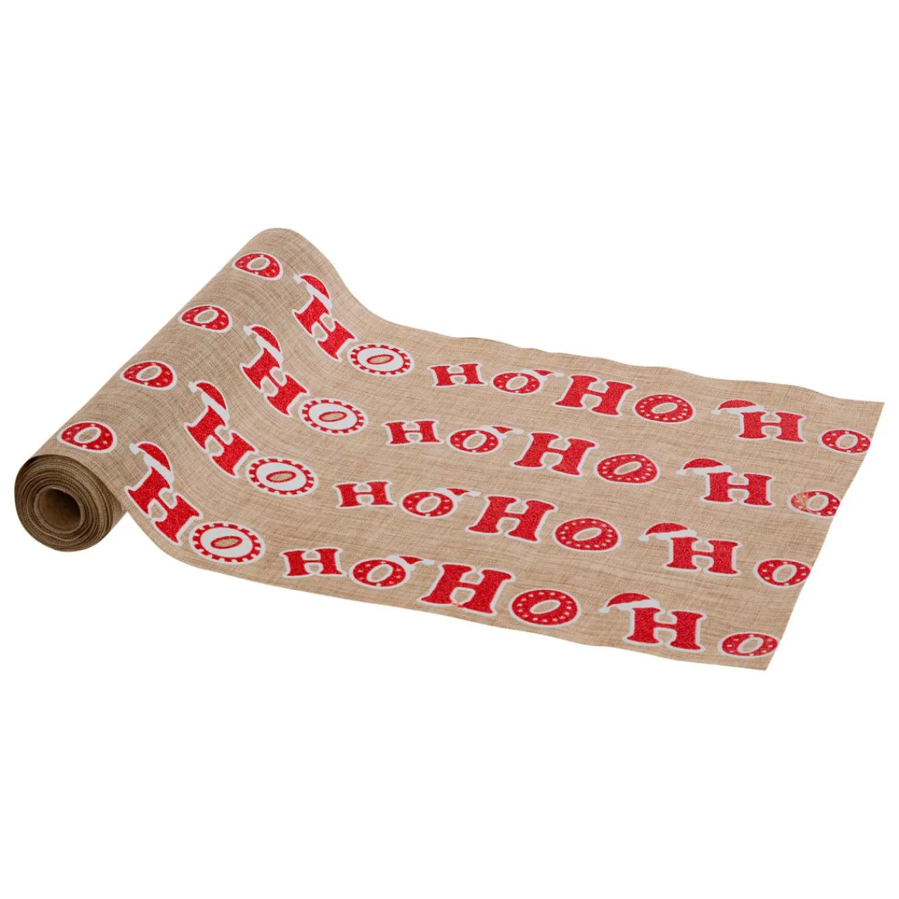 JJA Chemin de table en jute (300 x 28 cm) Hohoho et rouge Beige New