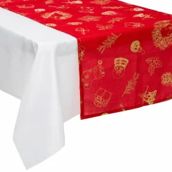 Feeric Lights & Christmas Chemin de table Noël (200 x 45 cm) Motifs Or et Rouge Discount