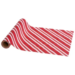 JJA Chemin de table Noël (300 x 28 cm) Rayures en fête Blanc et Rouge New