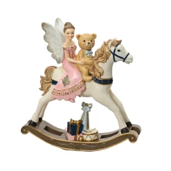 KAEMINGK Cheval à Bascule (H20 cm) Fée et ourson de Noël Beige Discount