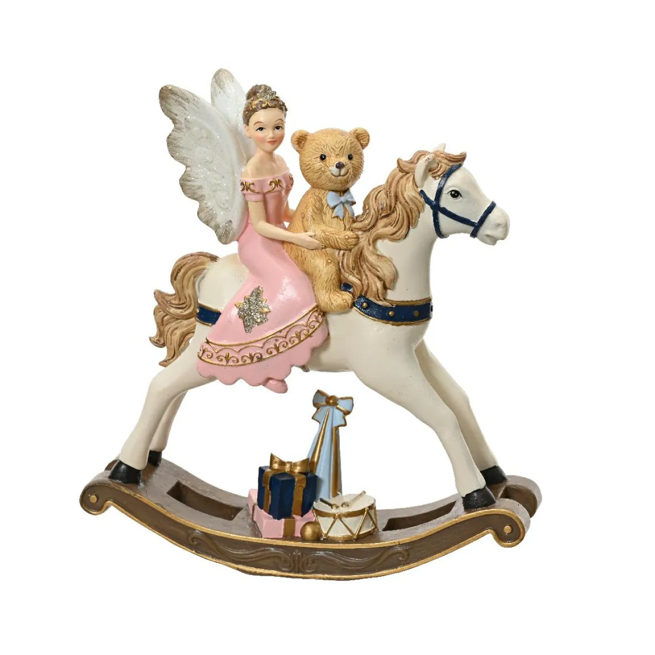 KAEMINGK Cheval à Bascule (H20 cm) Fée et ourson de Noël Beige Discount