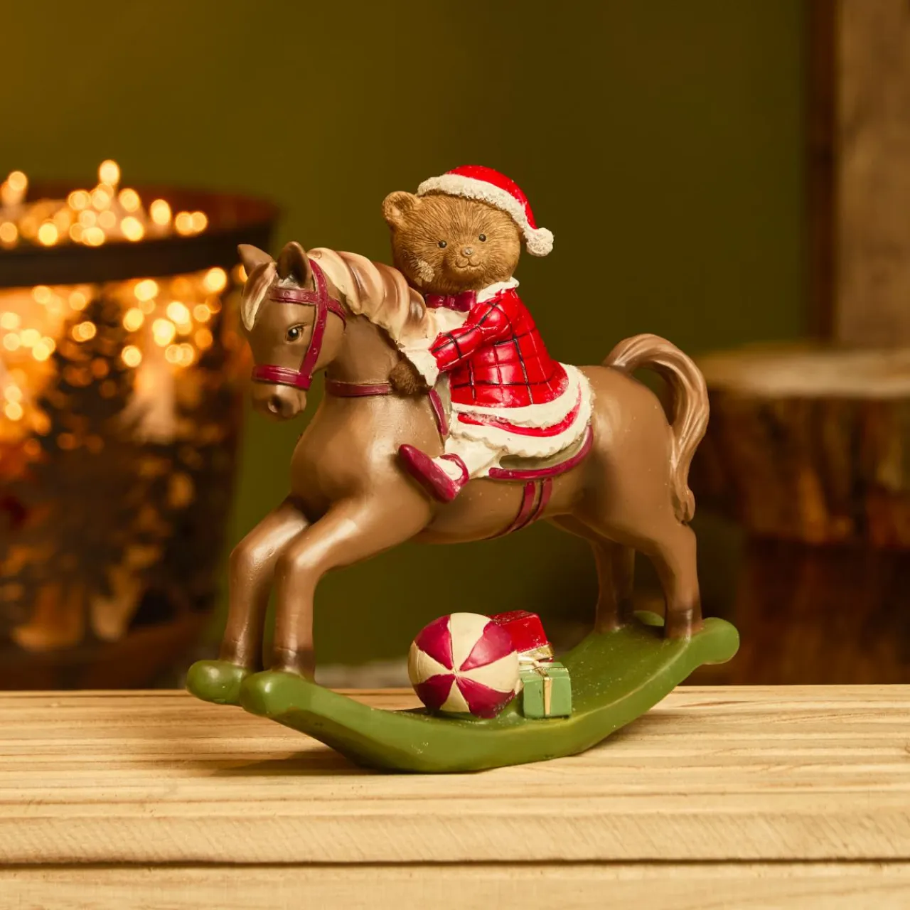 KAEMINGK Cheval à Bascule (H20 cm) Petite ours de Noël Marron Hot