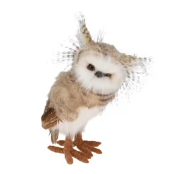 KOOPMAN Chouette de Noël à poser (H24 cm) Colette doux plumage Beige Discount