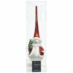 KAEMINGK Cimier de sapin en verre Bonhomme de neige Rouge Sale