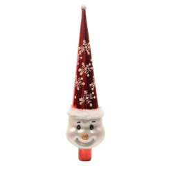 KAEMINGK Cimier de sapin en verre Bonhomme de neige Joyeux Rouge Discount