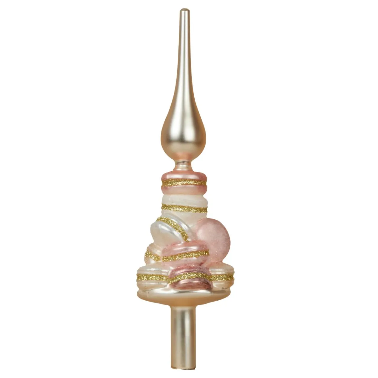 KAEMINGK Cimier de sapin en verre Macarons et perle pailleté Rose