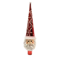 KAEMINGK Cimier de sapin en verre Père Noël Joyeux Rouge