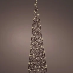 KAEMINGK Cône lumineux 160 Micro LED (H90 cm) Résine tressée Brun/Blanc chaud Marron Outlet