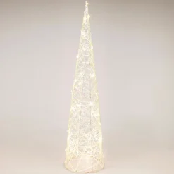 KOOPMAN Cône lumineux sur piles 40 micro LED (H80 cm) Éclats Blanc chaud Online