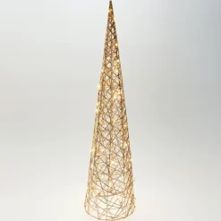 KOOPMAN Cône lumineux sur piles 40 micro LED (H80 cm) Éclats Blanc chaud Blanc Chaud doré Sale