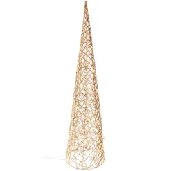 KOOPMAN Cône lumineux sur piles 40 micro LED (H80 cm) Éclats Blanc chaud Blanc Chaud doré Sale