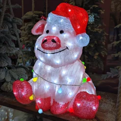 EMINZA Cochon lumineux 100 LED (H41 cm) Baby Gaston Multicolore