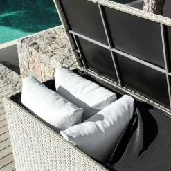 MOBELLIA Coffre de rangement extérieur en résine tressée Calvi Gris New