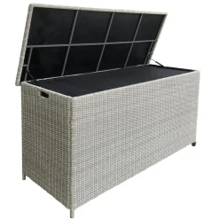 MOBELLIA Coffre de rangement extérieur en résine tressée Calvi Gris New