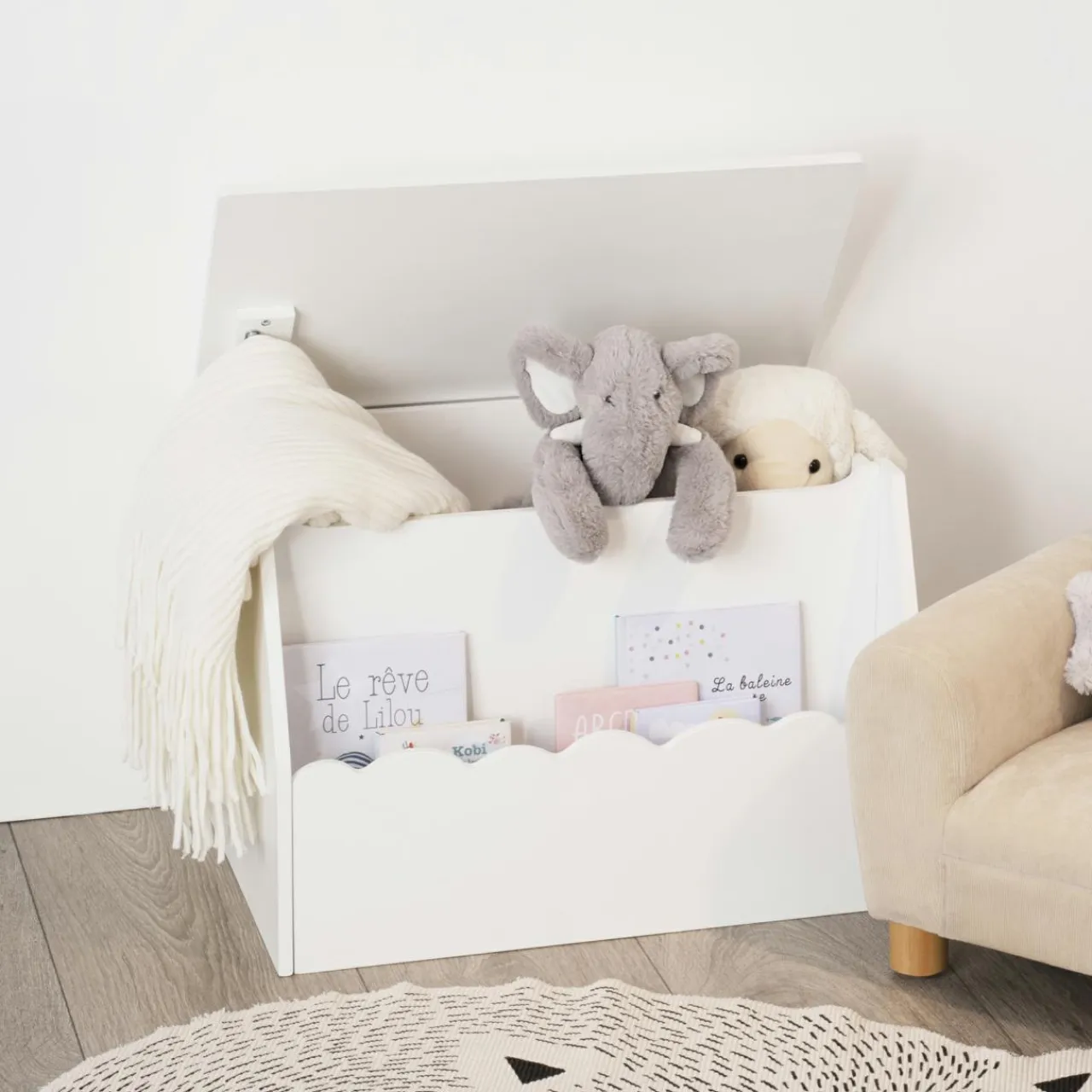 Atmosphera createur d'interieur for kids Coffre enfant bois (H38 cm) Evan Blanc Online
