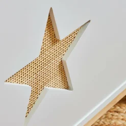 EMINZA Coffre à jouet avec couvercle enfant bois (H51 cm) Stars Blanc Hot