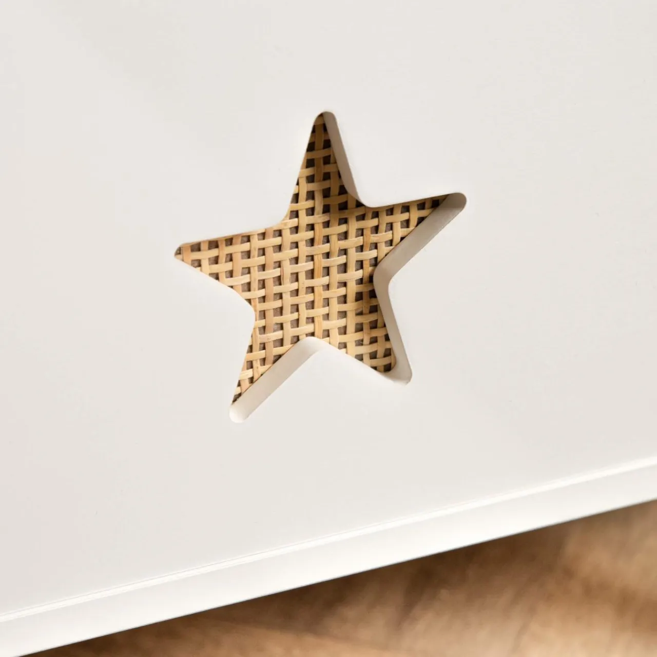 EMINZA Coffre à jouet ouvert enfant bois (H44 cm) Stars Blanc Best