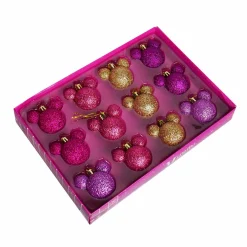 CHRISTMAS INSPIRATIONS Coffret de 12 boules de Noël (D30 mm) mini Mickey Rose Hot