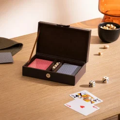 Atmosphera, cru017dateur d'intu017drieur Coffret jeu Cartes bois (19 cm) Jule Marron Hot