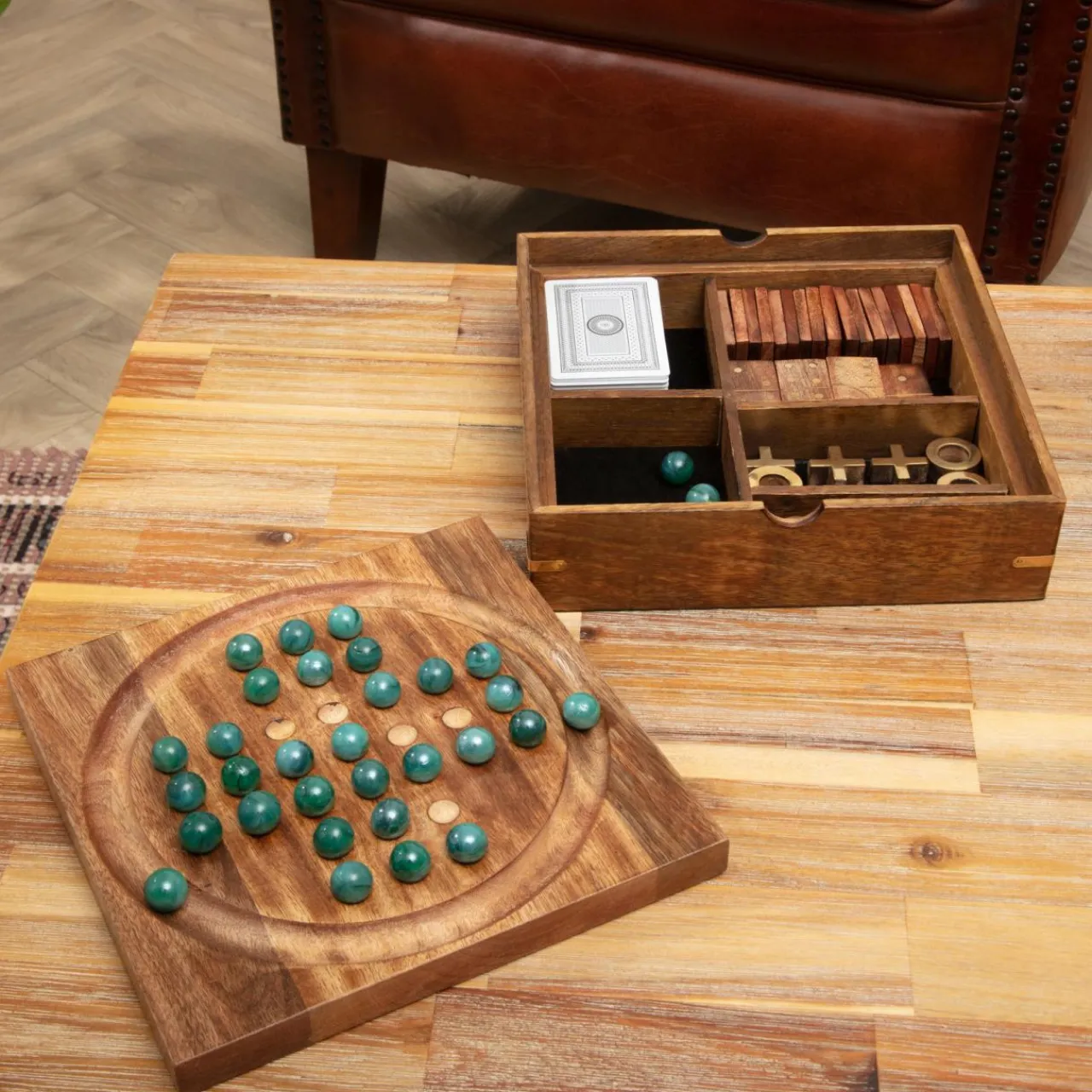 ATMOSPHERA Coffret jeu solitaire en manguier Naturel Bois Outlet