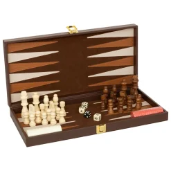 Atmosphera, cru017dateur d'intu017drieur Coffret jeux Backgammon / Echec bois (40 cm) Jule Marron Online