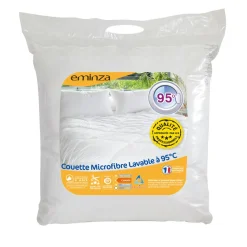 EMINZA Couette Chaude (240 x 220 cm) Microfibre Lavable à 95°C he Blanc New