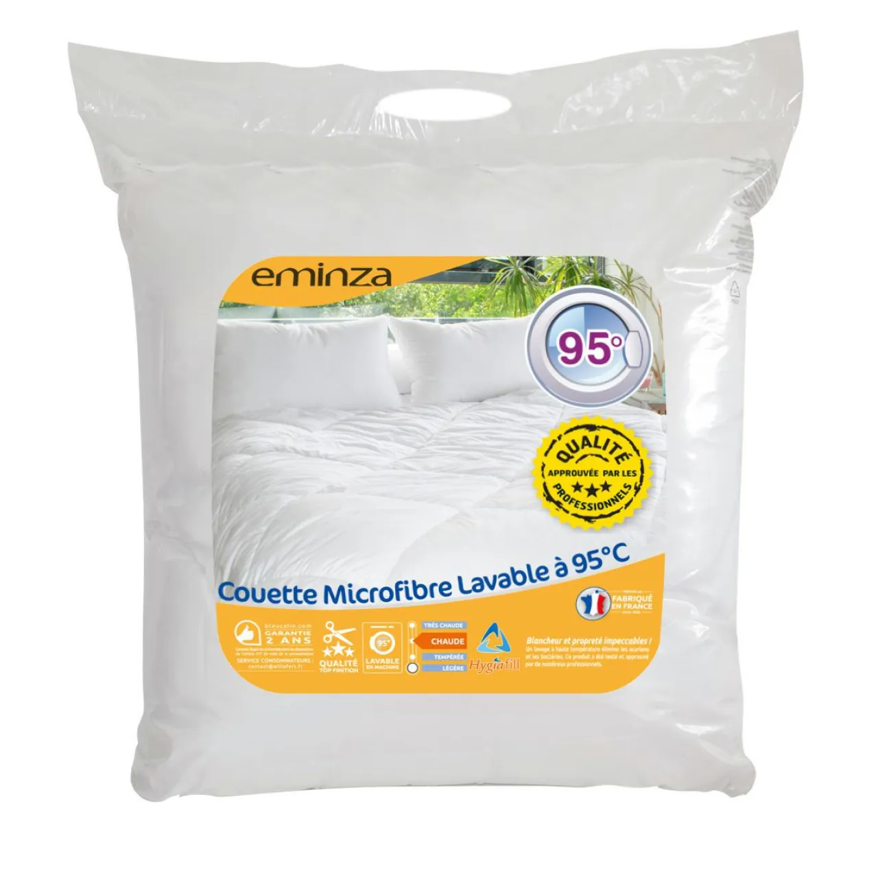 EMINZA Couette Chaude (140 x 200 cm) Microfibre Lavable à 95°C he Blanc