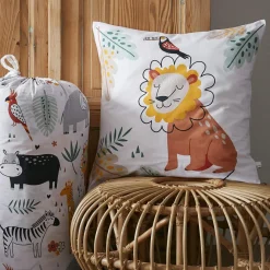 L'effet papillon Couette imprimée enfant coton et deux taies d'oreiller (240 x 220 cm) Savane Multicolore Best