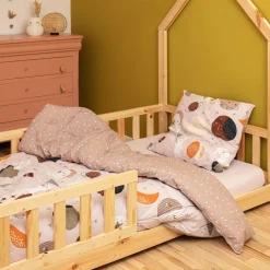 L'effet papillon Couette imprimée enfant coton et deux taies d'oreiller (240 x 220 cm) Sky Dream Rose Hot