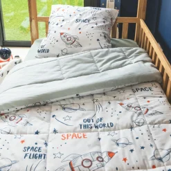l'Effet Papillon Couette imprimée enfant coton (140 x 200 cm) Galaxie he Blanc New