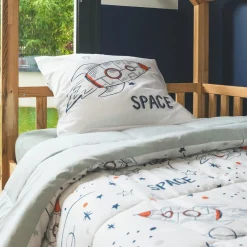 l'Effet Papillon Couette imprimée enfant coton (140 x 200 cm) Galaxie he Blanc New