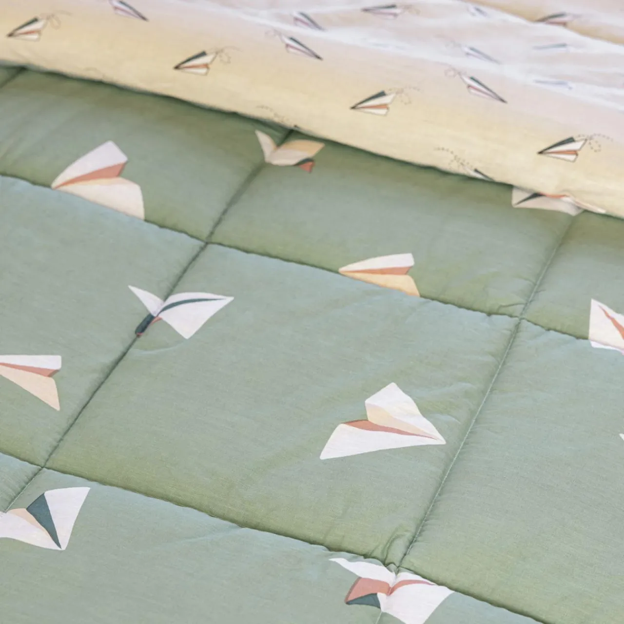 L'EFFET PAPILLON Couette imprimée enfant et une taie d'oreiller (140 x 200 cm) Petits papiers e Vert Online