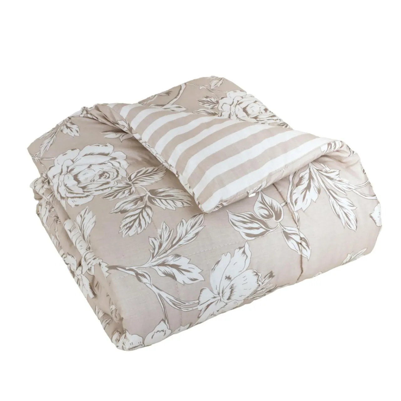 EMINZA Couette imprimée et deux taies d'oreiller coton (200 x 200 cm) Lara Beige New