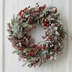 KAEMINGK Couronne de Noël Baies (D60 cm) givrée Rouge