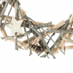 Feeric Lights & Christmas Couronne de Noël branchage (D30 cm) Bois Naturel Discount