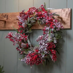 KAEMINGK Couronne de Noël (D40 cm) Epinea Vert enneigé Rouge