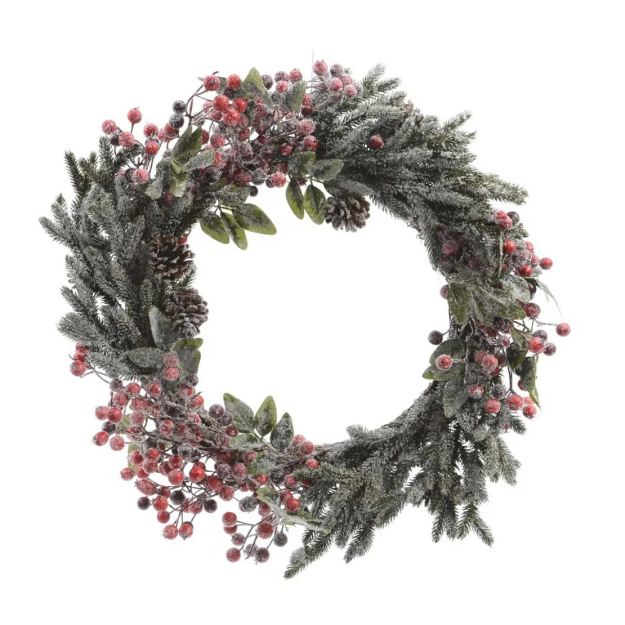 KAEMINGK Couronne de Noël (D40 cm) Epinea Vert enneigé Rouge
